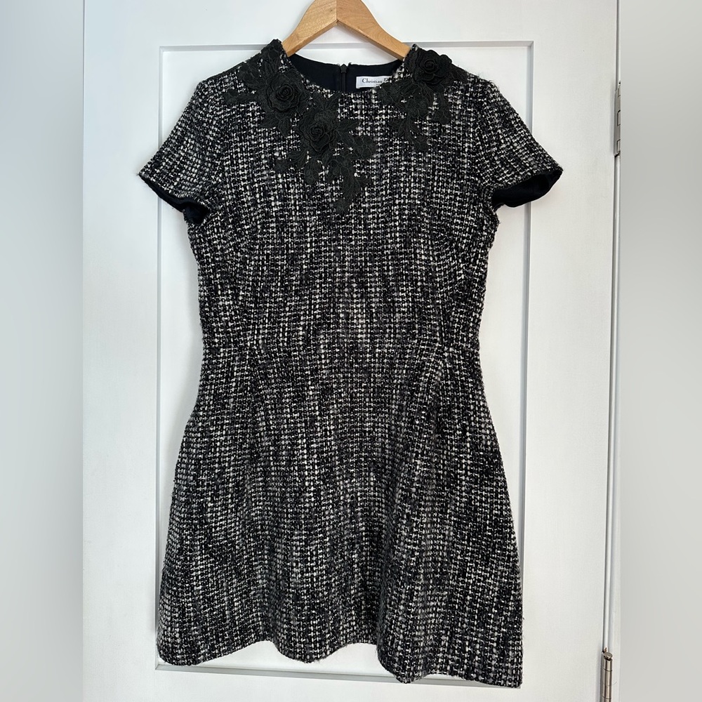 Christian Dior FR42 Black & White Tweed Dress